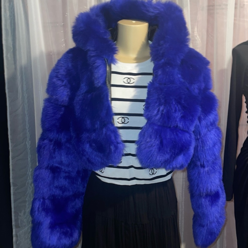 Faux fur fashion jacket.